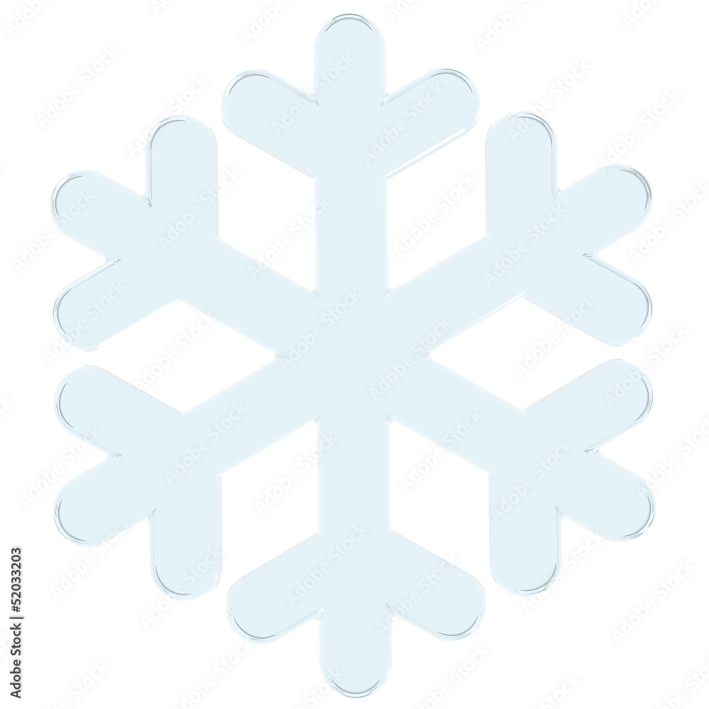 Obraz premium Snowflake. Isolated on white. 3-D graphics render.