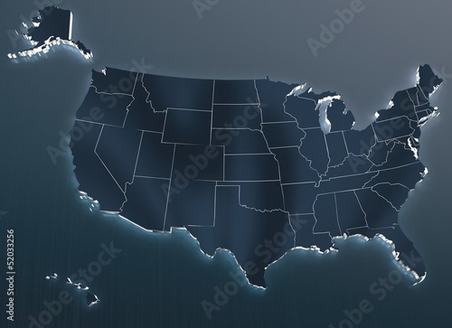 Fotografia Map of USA. 3D render. Include Hawaii and Alaska.