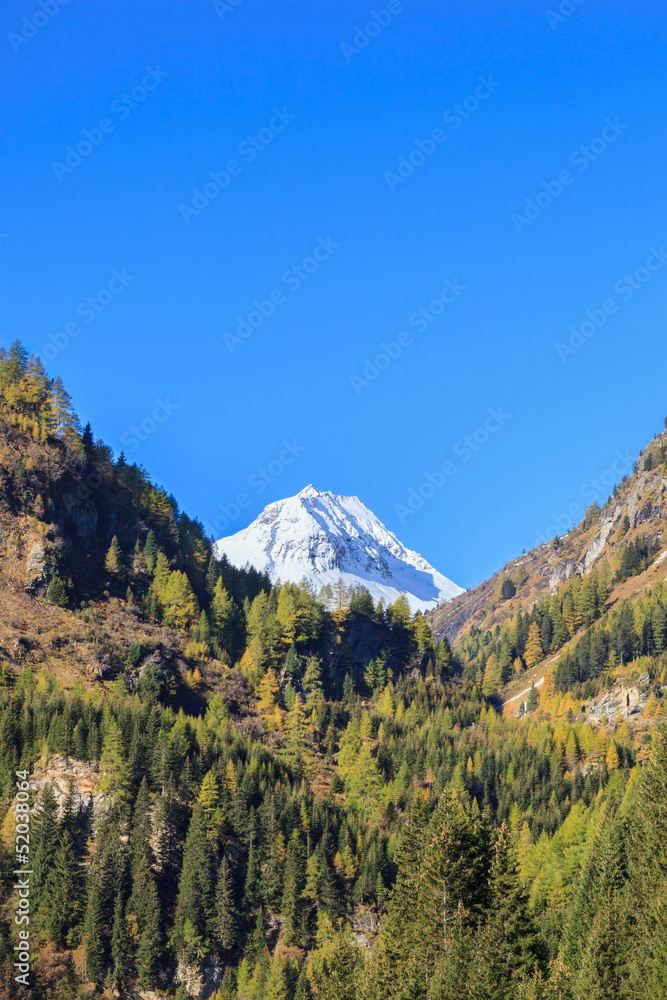 Snowcapped mountain peak
