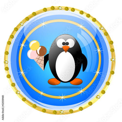 Summer brilliant button with penguin