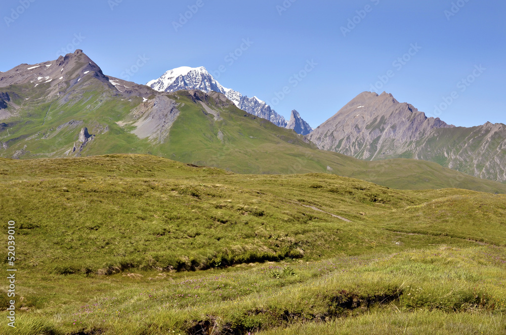 Valley at Col du Petit-Saint-Bernard in France Valley at Col du Petit-Saint-Bernard in France