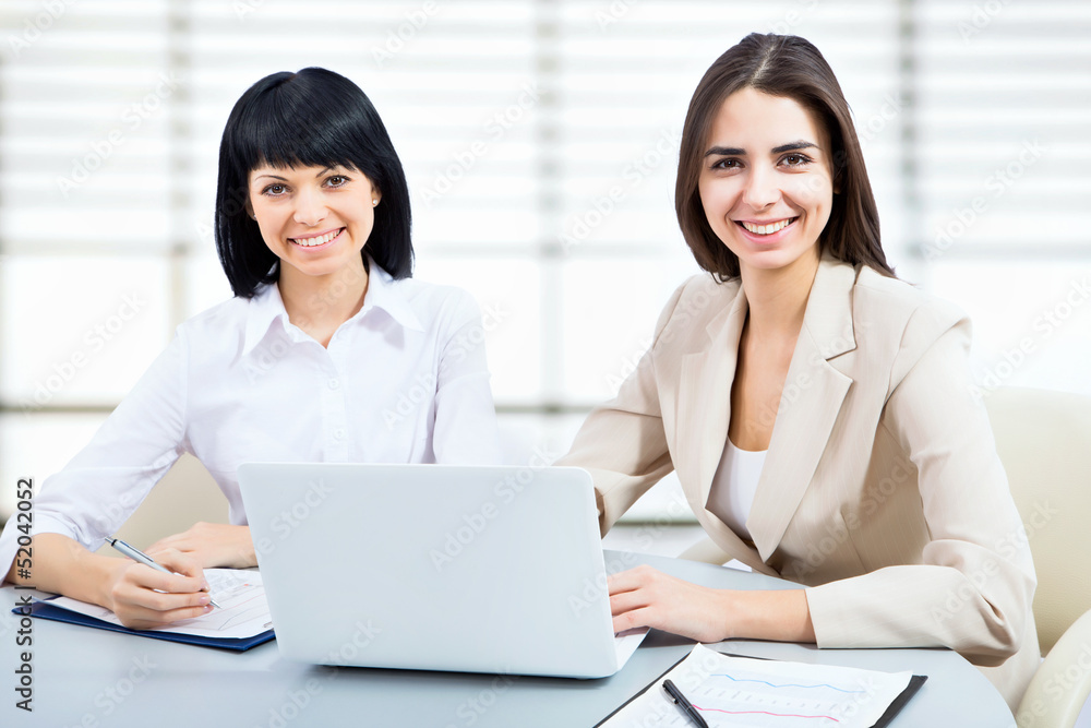 Fototapeta premium Young business woman using laptop