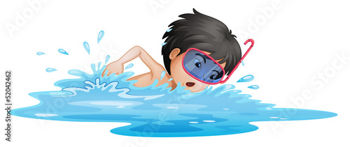 A little boy swimming