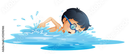 A kid swimming