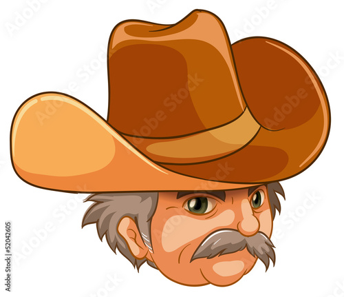 An old man wearing a cowboy hat