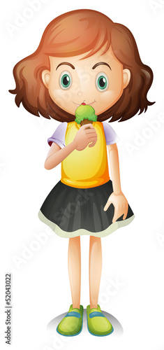 A young girl eating an ice cream