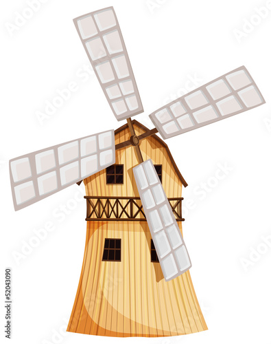 A wooden windmill