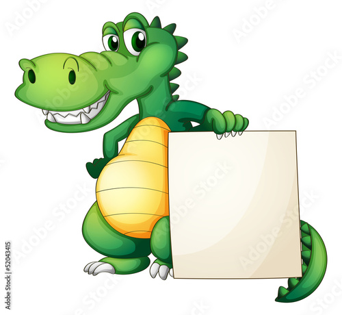 A crocodile holding an empty board