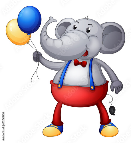 An elephant with balloons