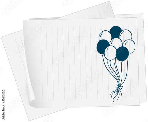 A paper with a drawing of balloons