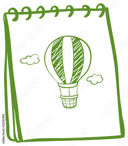 An eco-friendly notebook with a drawing of a hot air balloon