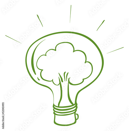 A light bulb with a tree inside