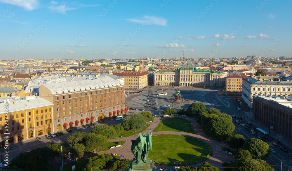Top view from Saint Isaac's Cathedral. Saint Petersburg