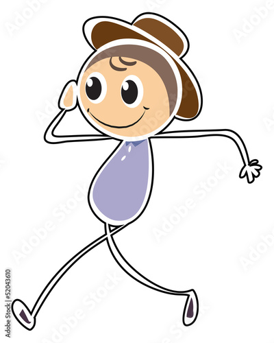 A boy doing a hand salute while walking