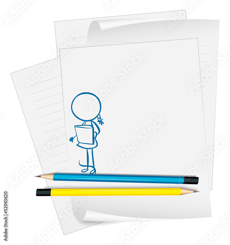 A paper with an image of a young girl holding a mug