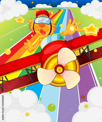 Fototapeta Naklejka Na Ścianę i Meble -  A tiger riding in a plane