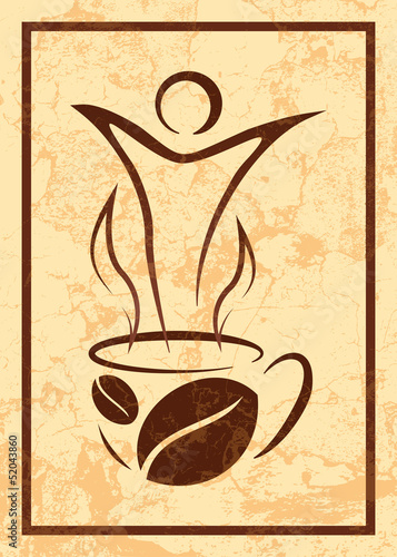 Cup of coffee in retro style. Concept illustration.