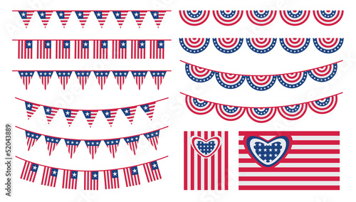 United States of America bunting and flags set