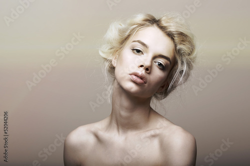 Individuality. Genuine Sentimental Blond Hair Woman Dreaming