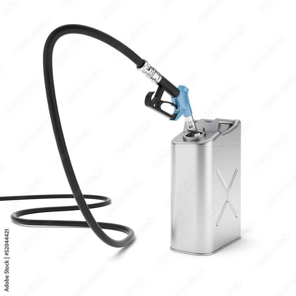 Gas pump nozzle and jerrycan Gas pump nozzle and jerrycan