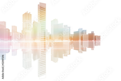 City skyscrapers and office buildings