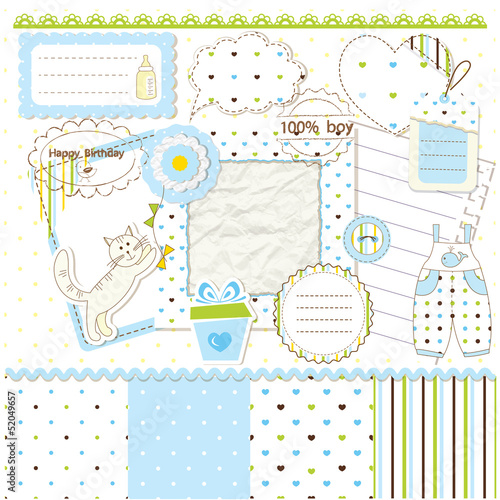 Scrapbook elements for baby boy