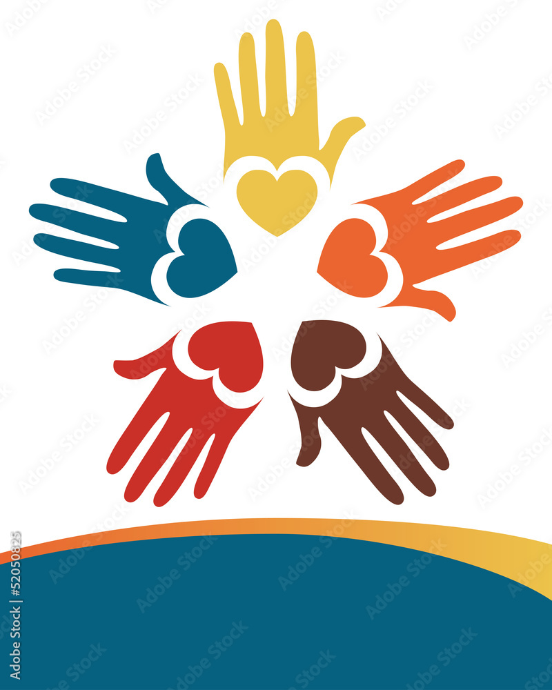 Fototapeta premium Colorful loving hands design.