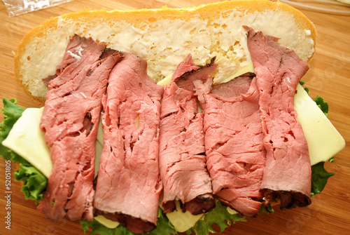 Roast Beef; Preparing a Sandwich photo