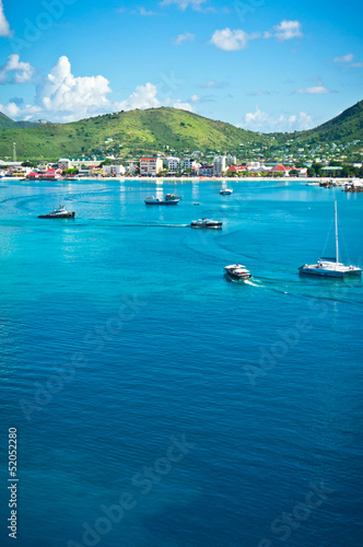 Beautiful panorama of Philipsburg, Saint Martin, Caribbean Islan