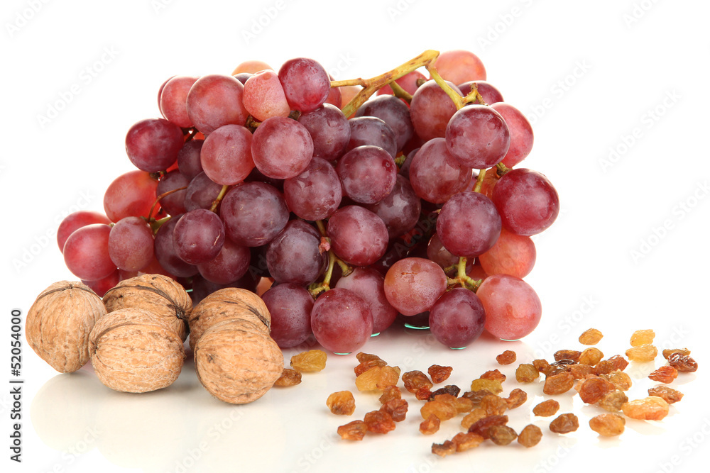 Grape with nuts isolated on white Grape with nuts isolated on white