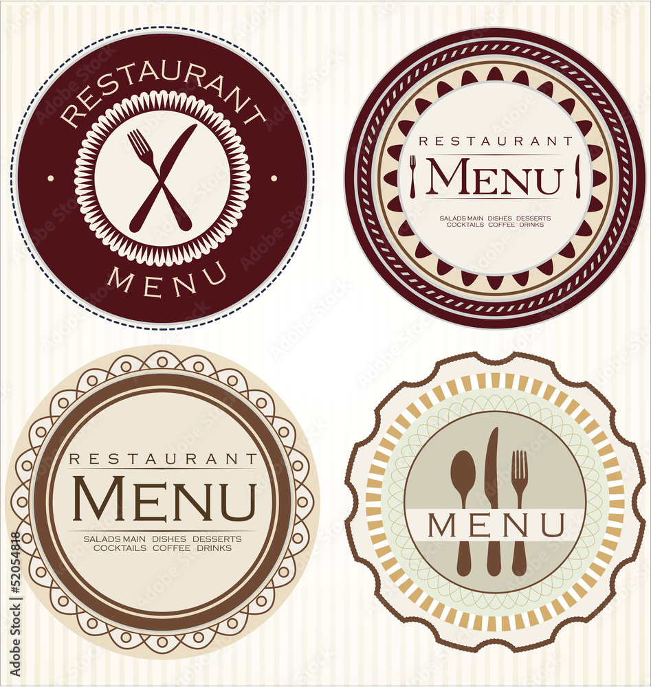 Obraz premium Vintage restaurant stickers