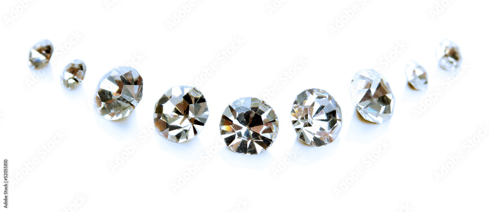 Beautiful shining crystals (diamonds), isolated on white