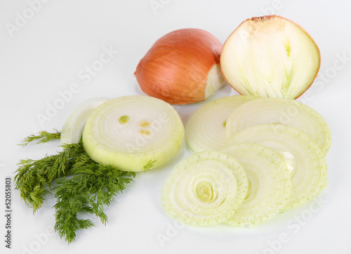 Sliced onion isolated on white
