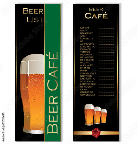 Menu list for beer
