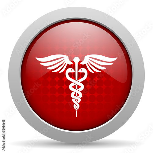 caduceus red circle web glossy icon