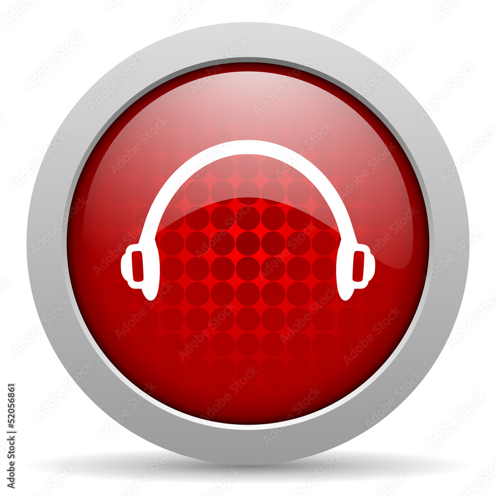 headphones red circle web glossy icon headphones red circle web glossy icon