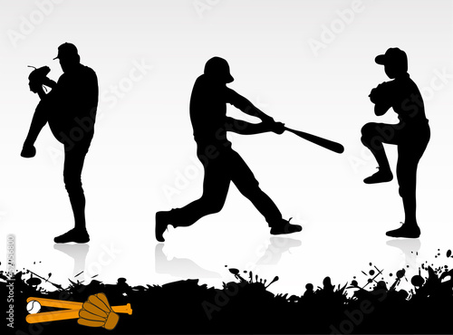 silhouettes of baseball players