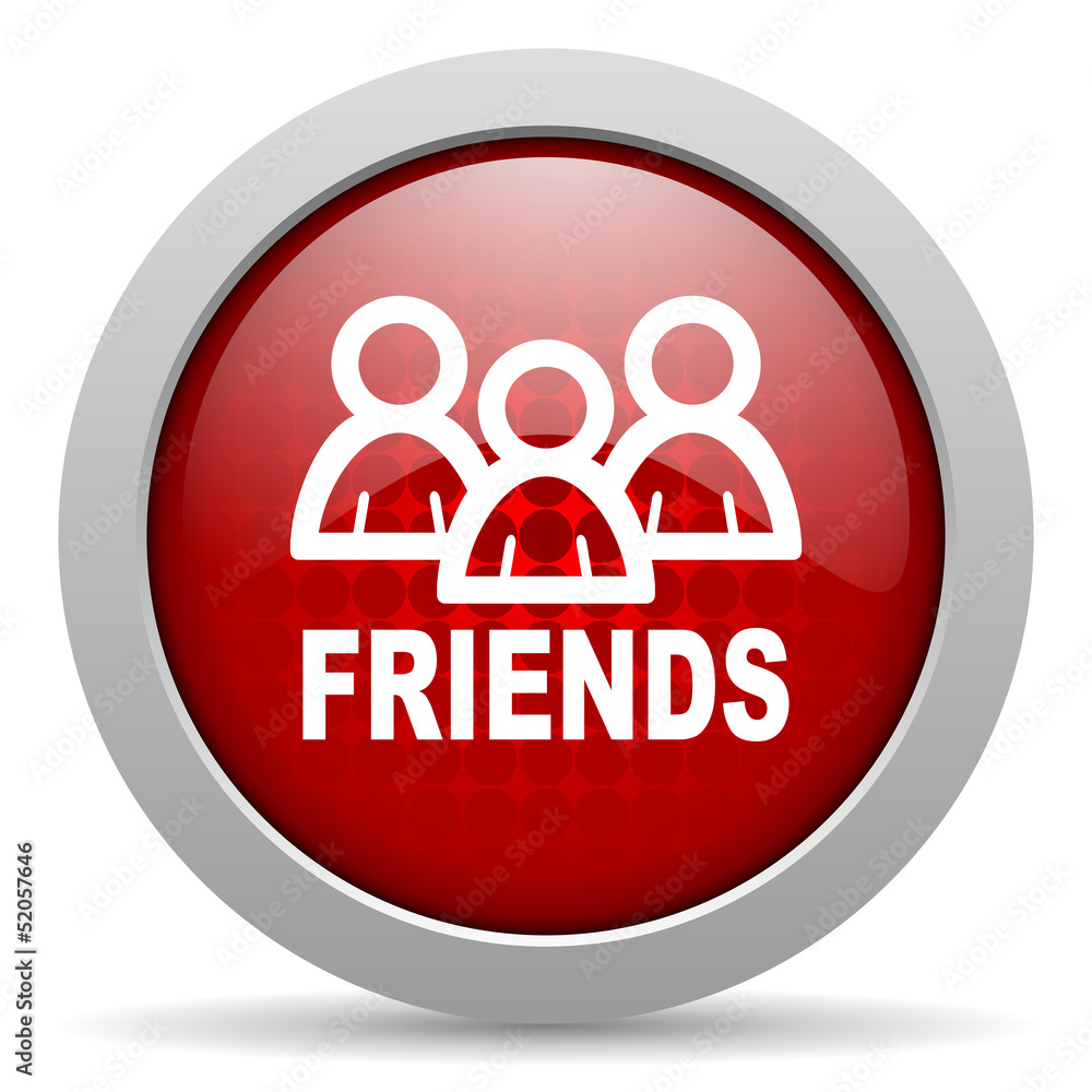 friends red circle web glossy icon friends red circle web glossy icon