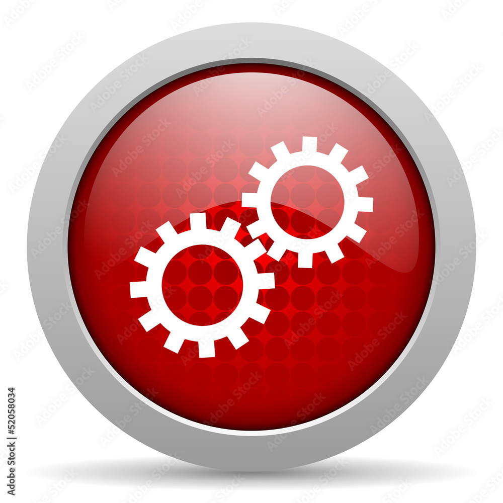 gears red circle web glossy icon gears red circle web glossy icon
