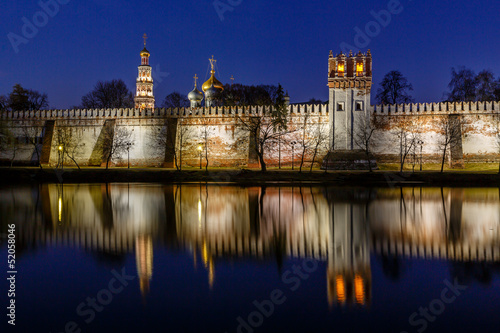 Stunning View of Novodevichy Convent in the Evening, Moscow, Rus