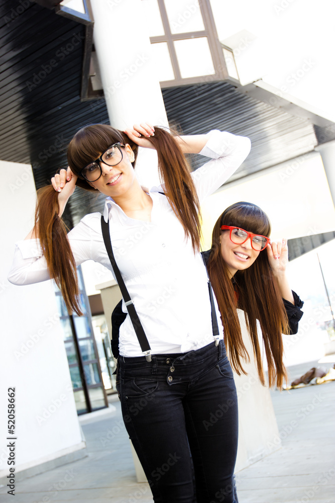 Obraz premium Beautiful Twins Making Fun