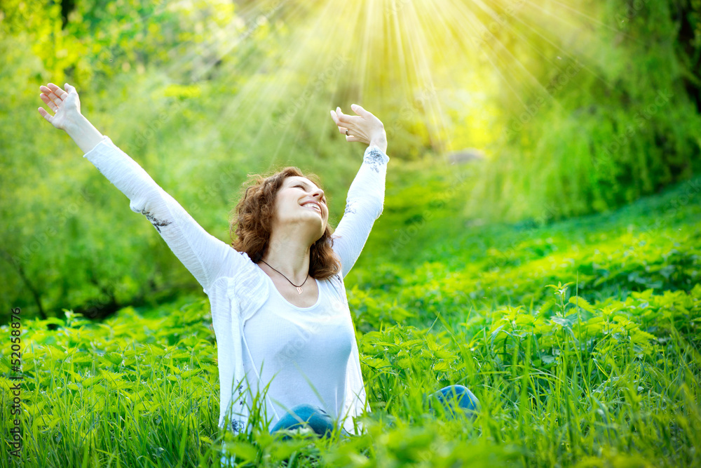 Beautiful Young Woman Outdoors. Enjoy Nature Beautiful Young Woman Outdoors. Enjoy Nature