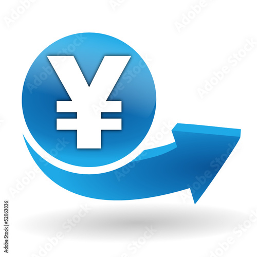 yen sur bouton web bleu