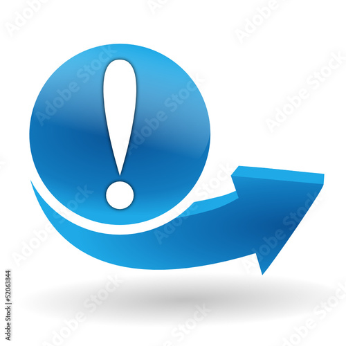 exclamation sur bouton web bleu