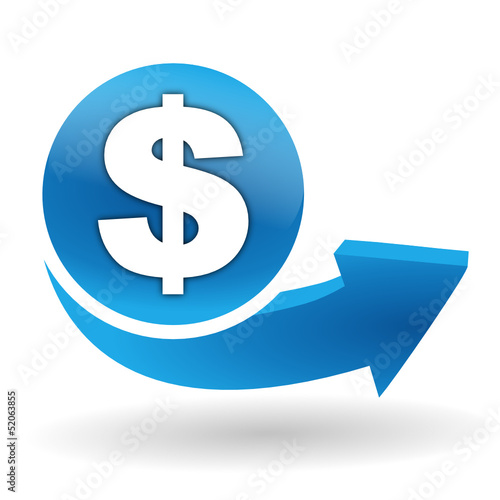 dollars sur bouton web bleu