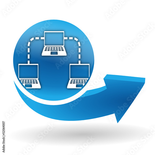 réseau sur bouton web bleu