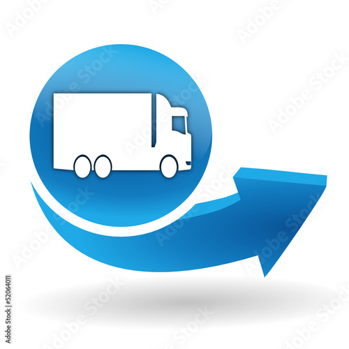 camion sur bouton web bleu