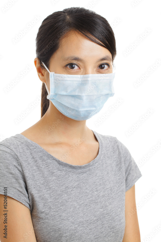 Asian woman with face mask isolated on white Asian woman with face mask isolated on white