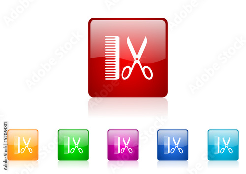 barber  vector glossy web icon set