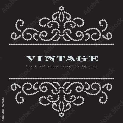 Dotted swirls, jewelry pattern on black background